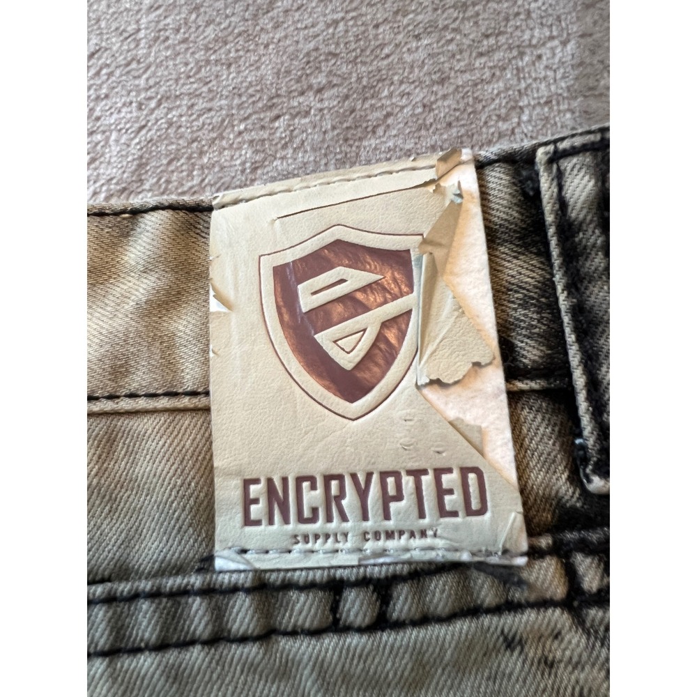 Encrypted Jeans Men 38 Black Acid Wash Distressed Straight Leg Denim - Picture 6 of 7